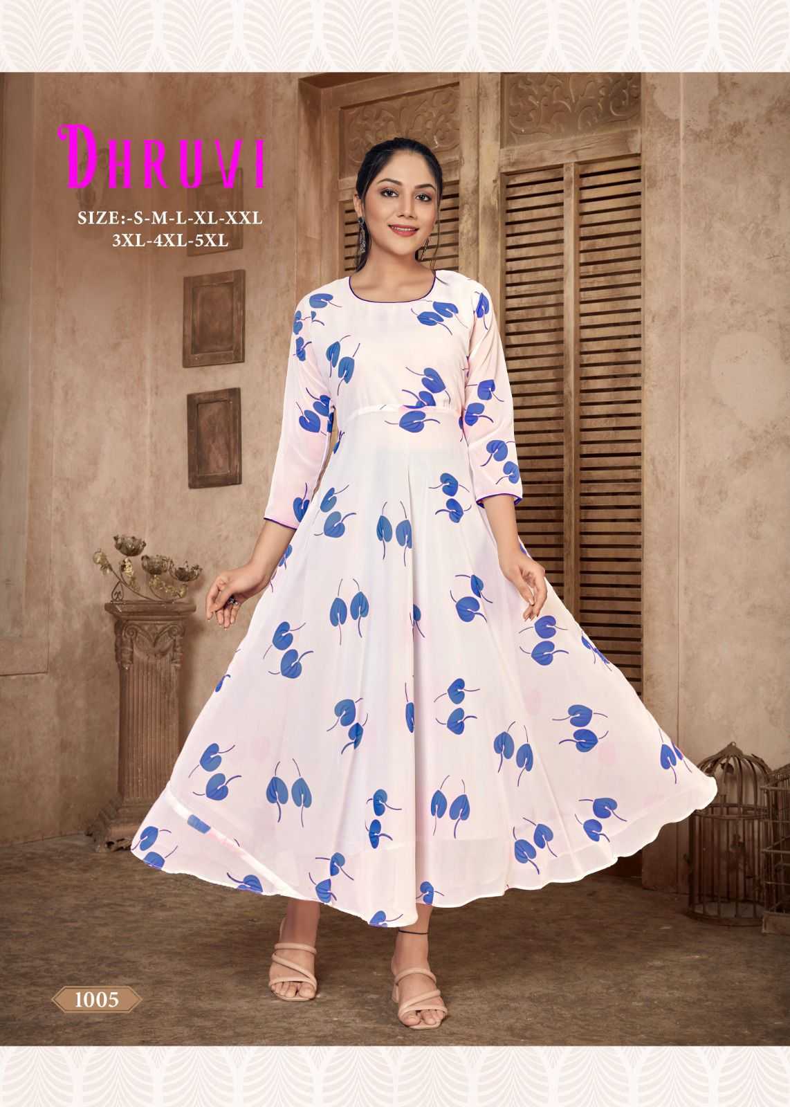 Pr dhruvi georgette beautiful stitched long kurti in plus sizes