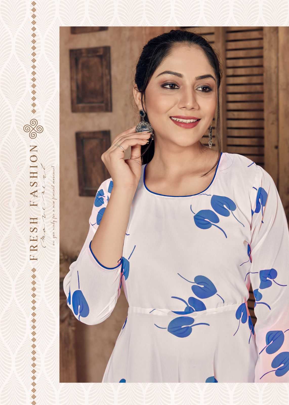 Pr dhruvi georgette beautiful stitched long kurti in plus sizes