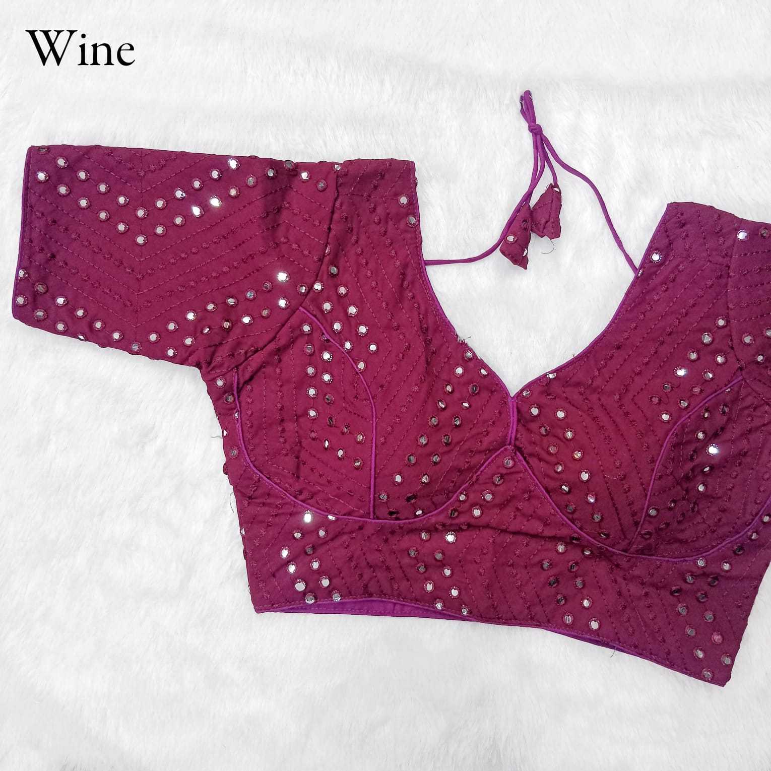 pr georgette mirror work readymade fancy blouse catalog