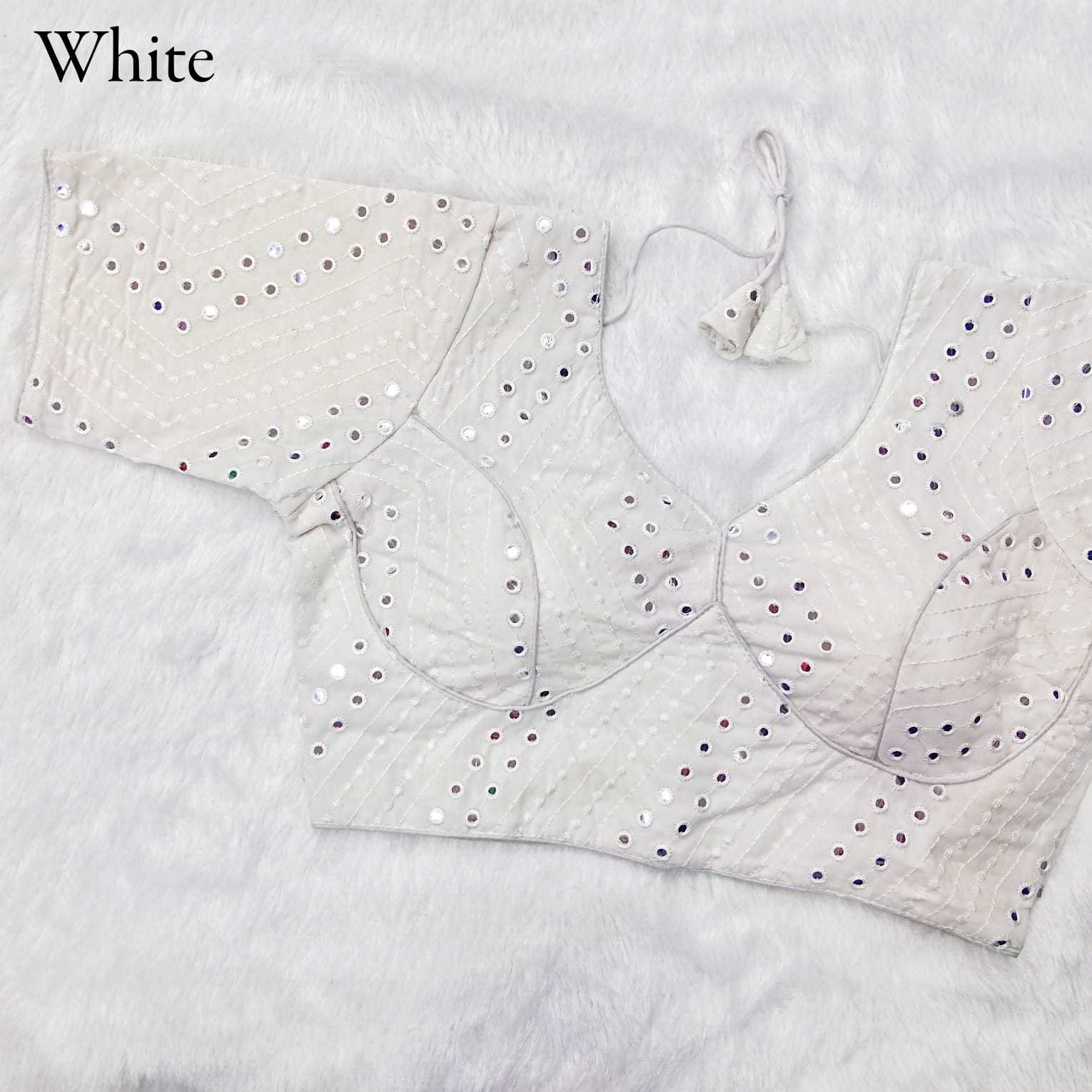 pr georgette mirror work readymade fancy blouse catalog