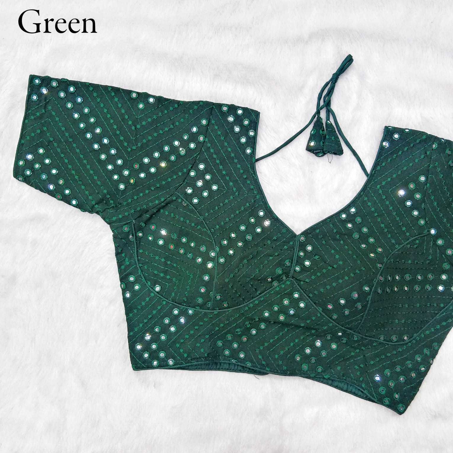 pr georgette mirror work readymade fancy blouse catalog