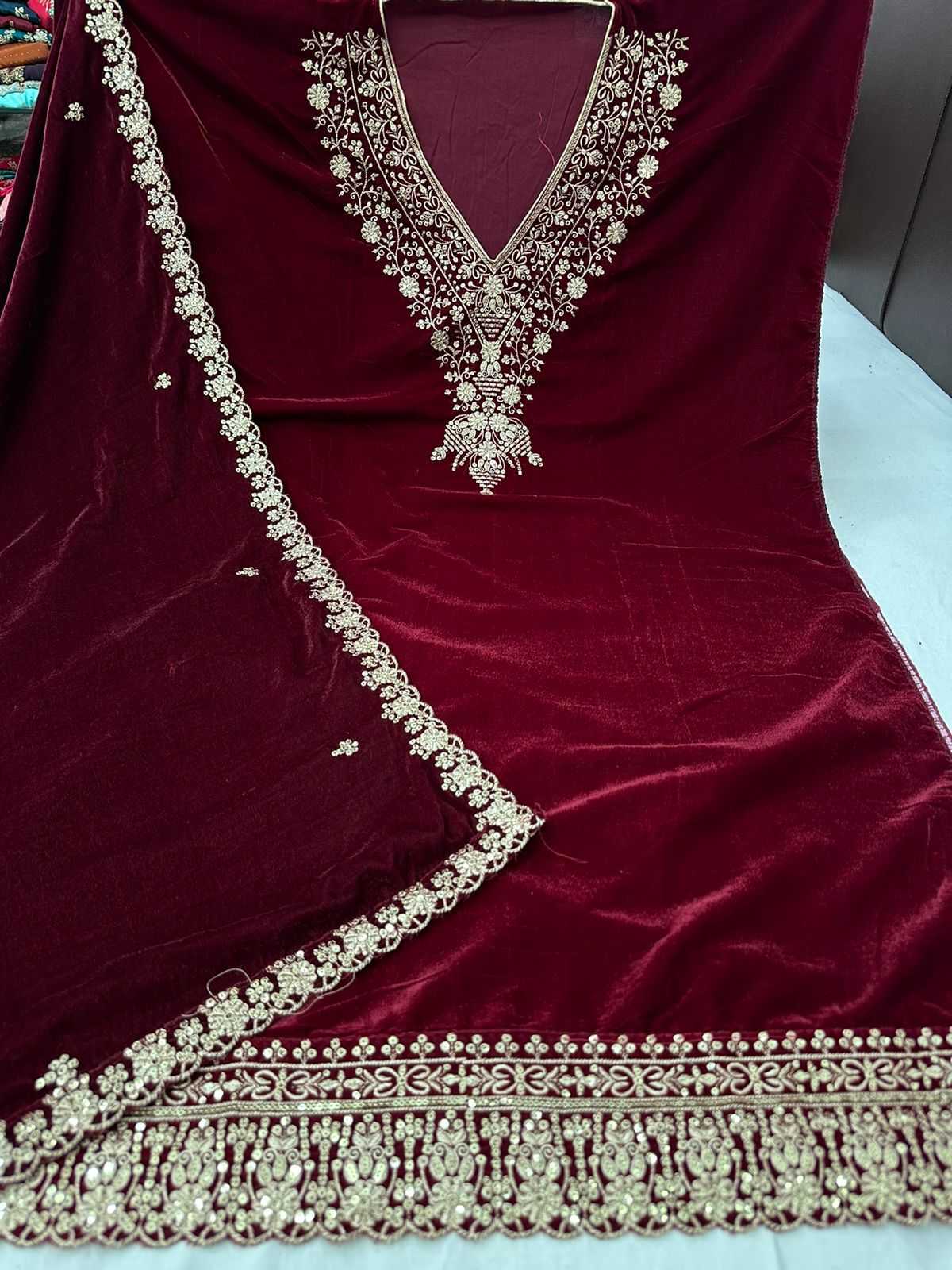 pr noor designer winter velvet brand new collection of dress material