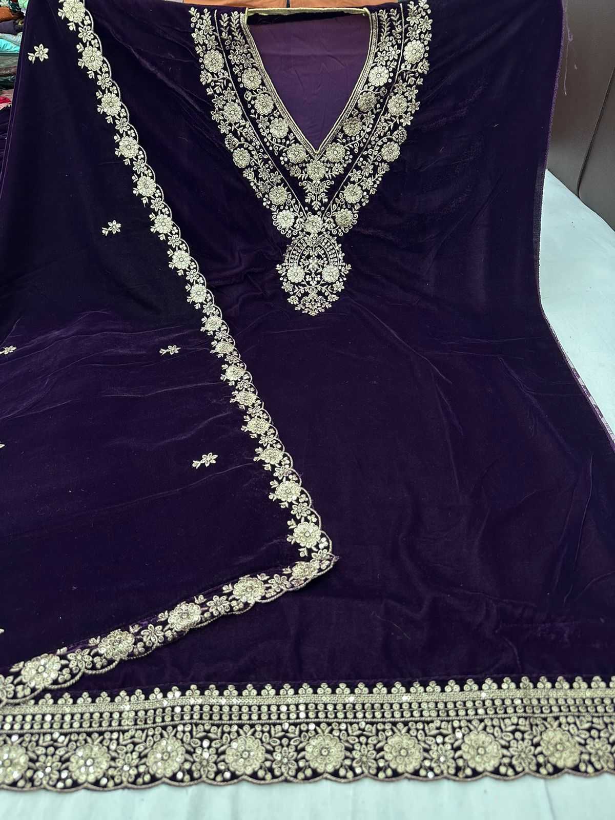pr noor designer winter velvet brand new collection of dress material