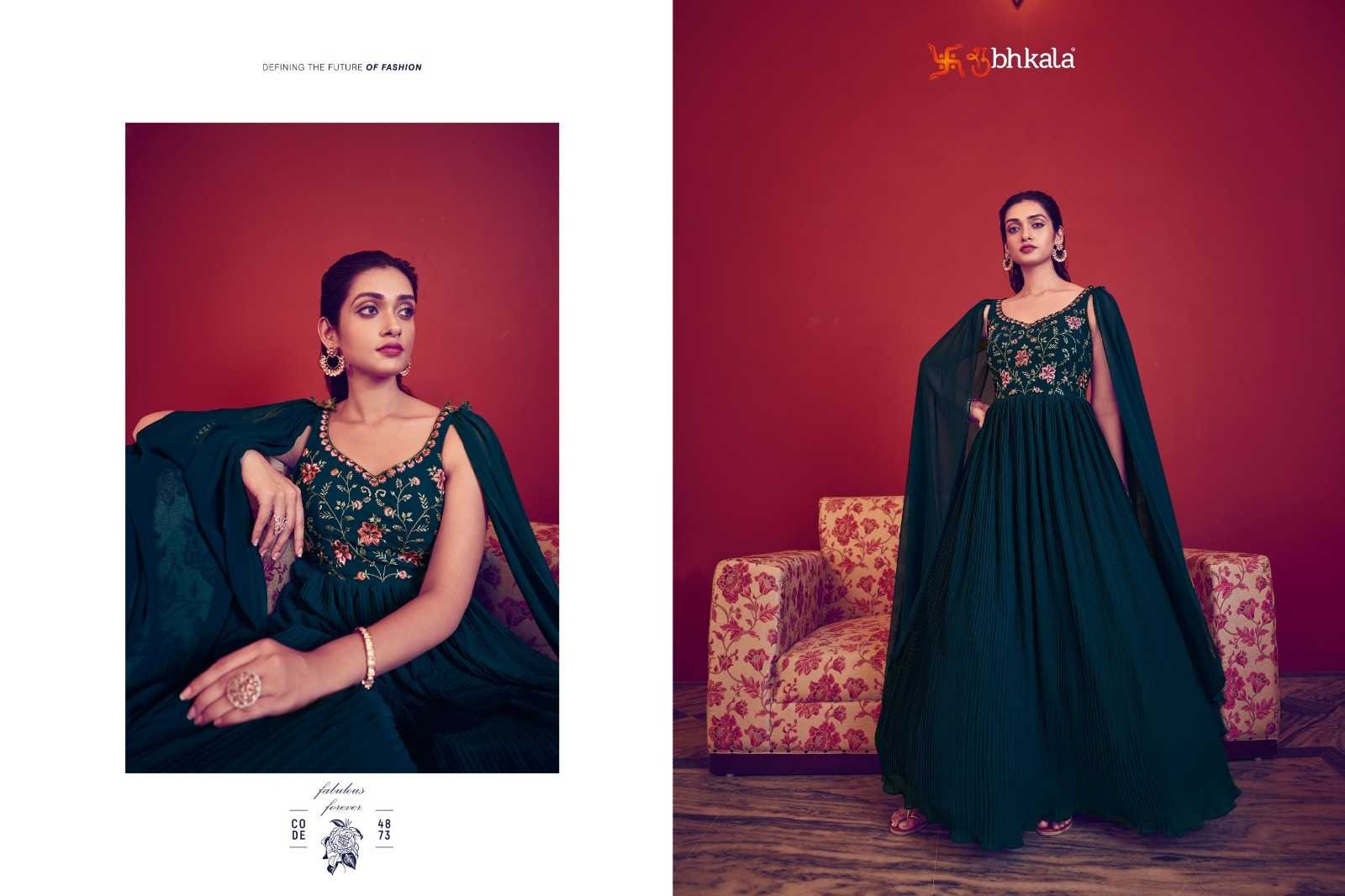 subhkala khushboo flory vol 41 western wear readymade designer gown catalog