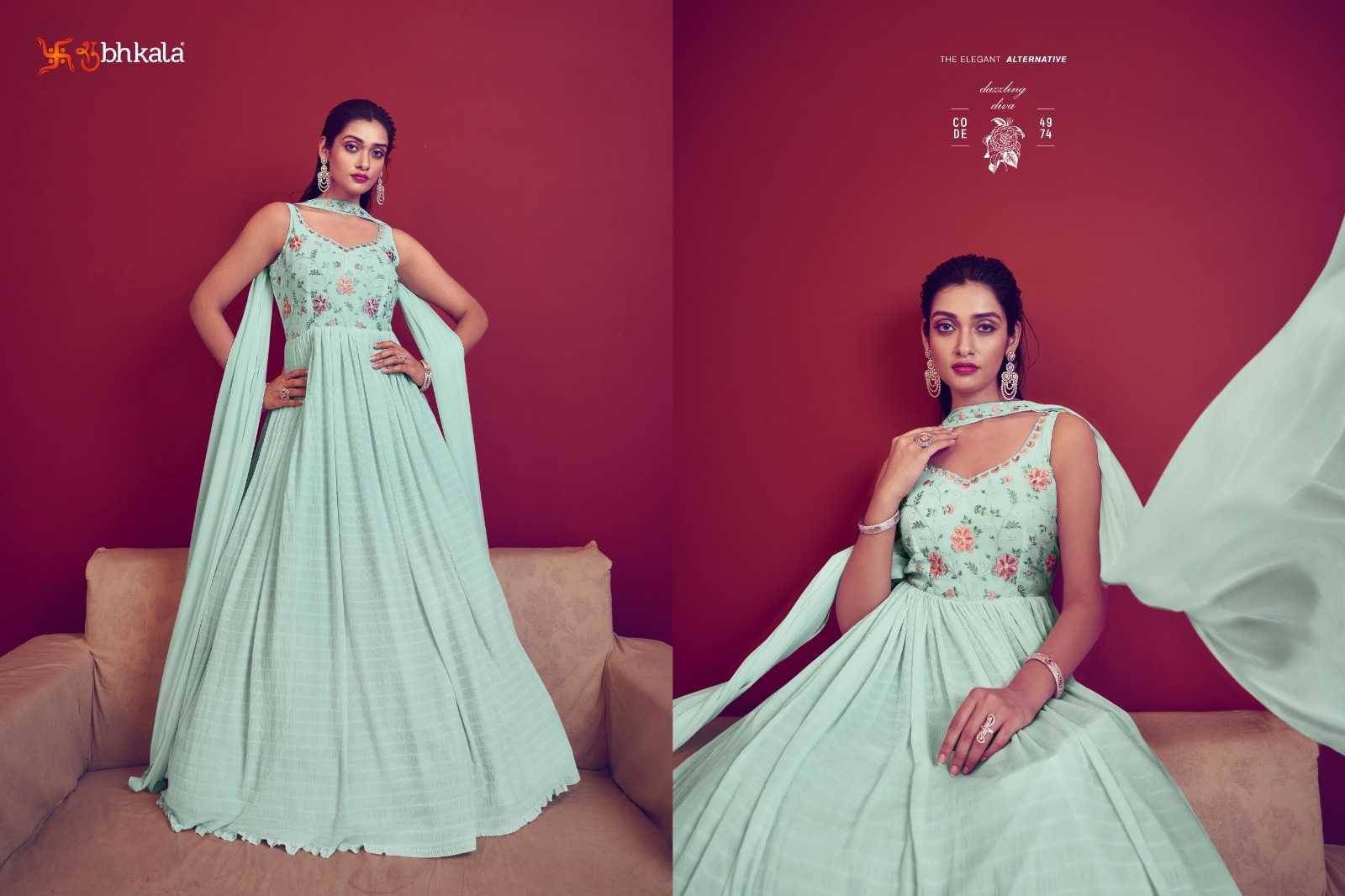 subhkala khushboo flory vol 41 western wear readymade designer gown catalog