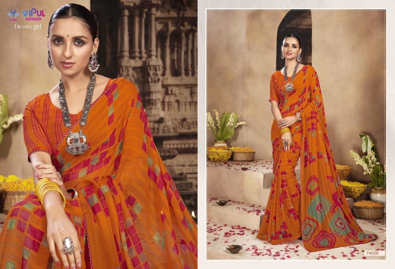 vipul fashion dream girl 74025-74036 adorable fancy chiffon sarees catalog