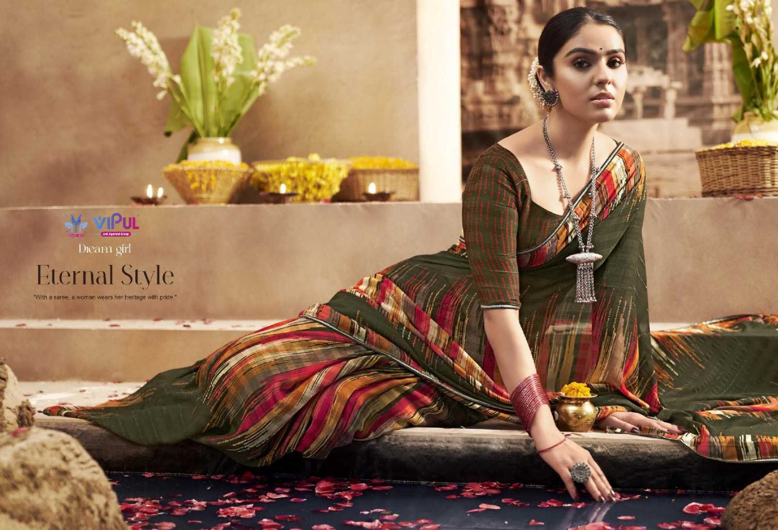 vipul fashion dream girl 74025-74036 adorable fancy chiffon sarees catalog