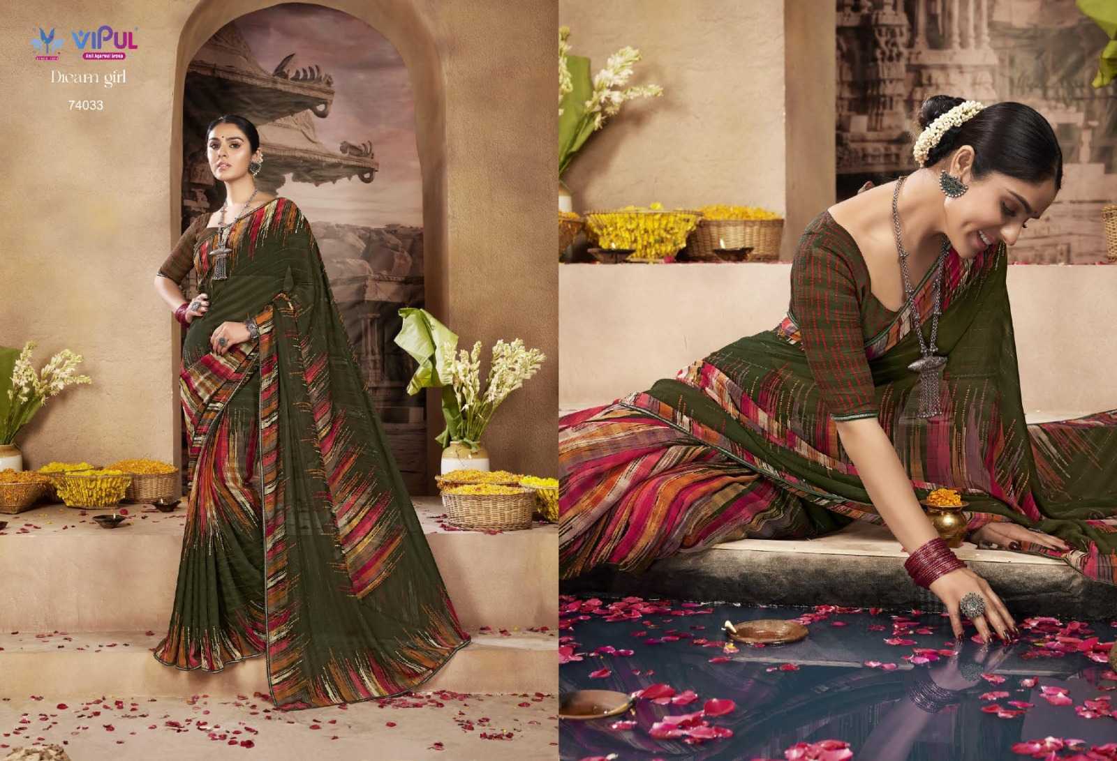 vipul fashion dream girl 74025-74036 adorable fancy chiffon sarees catalog
