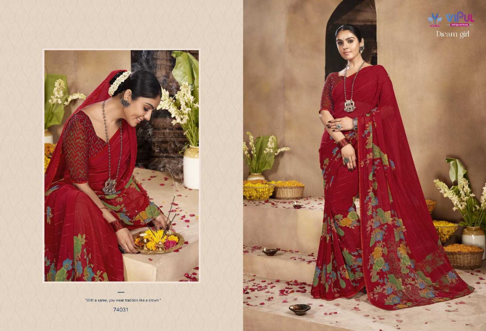 vipul fashion dream girl 74025-74036 adorable fancy chiffon sarees catalog