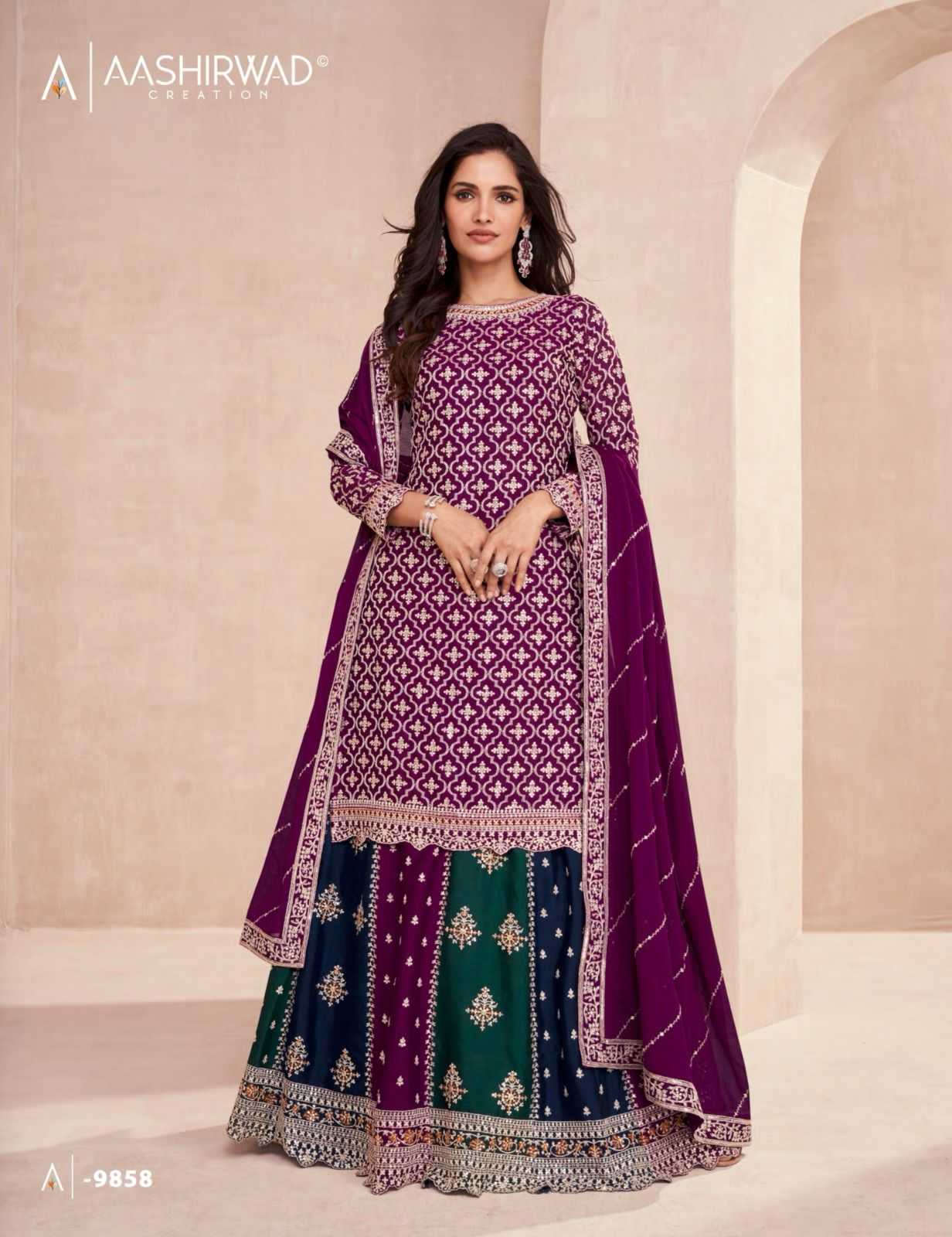 aashirwad gulkand colors dark edition fullstitch designer kurti skirt and dupatta catalog