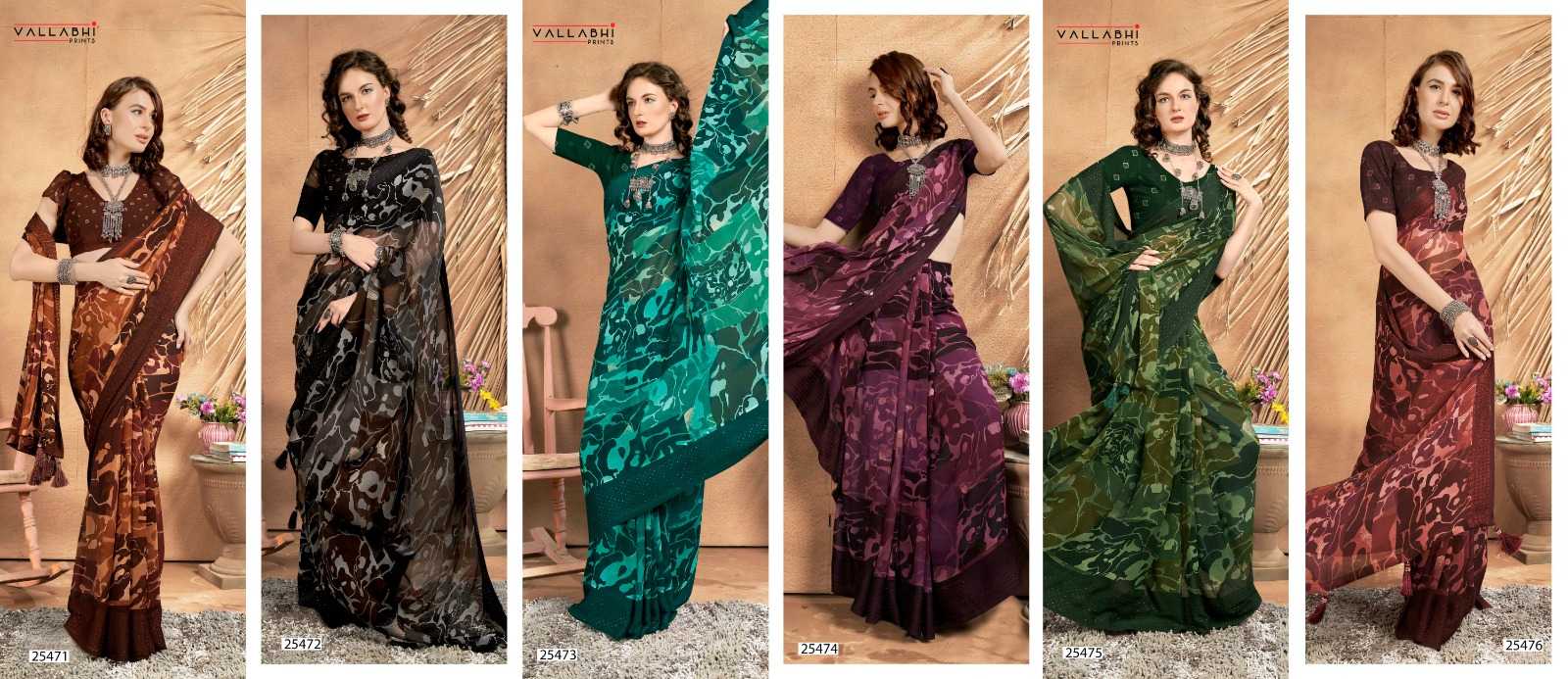 annara vol 3 by vallabhi print georgette with fancy swarovski work sarees catalog