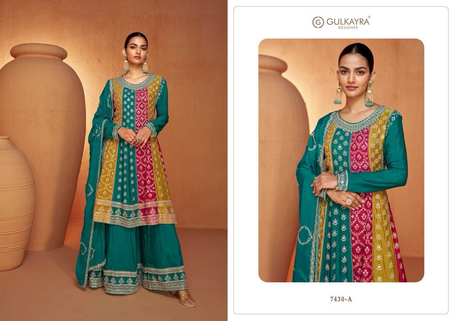 gulkayra ruhi 7430 colors exclusice collection readymade kurti plazzo dupatta occasion wear