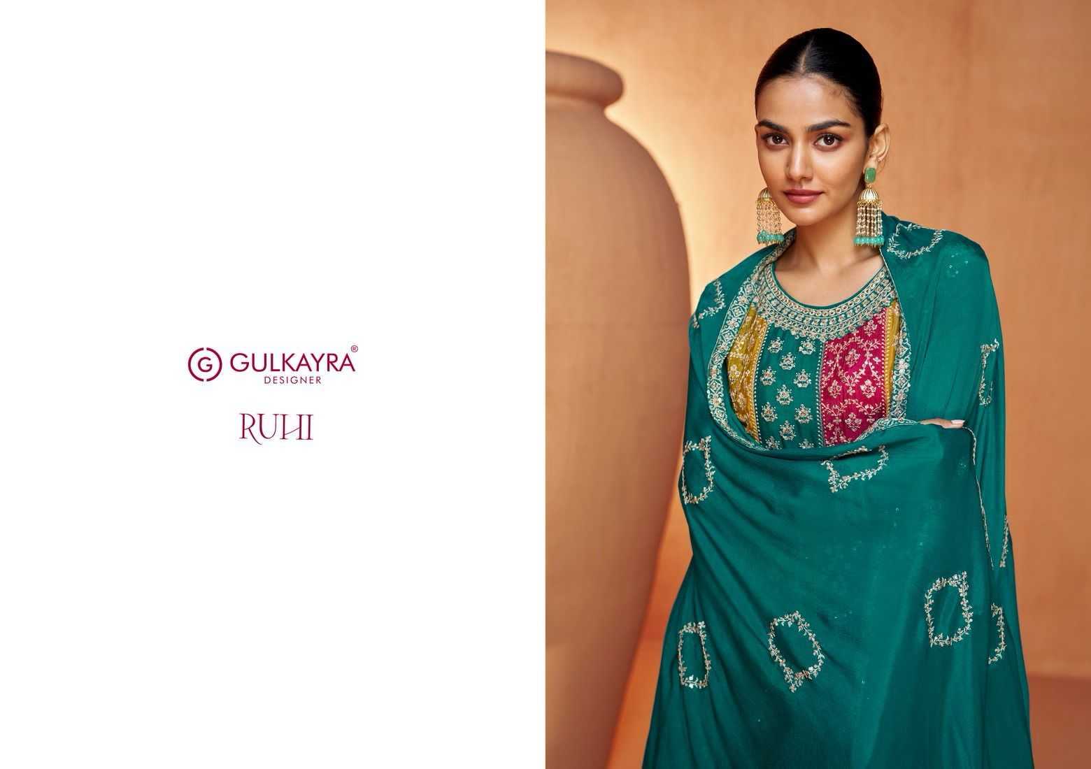 gulkayra ruhi 7430 colors exclusice collection readymade kurti plazzo dupatta occasion wear