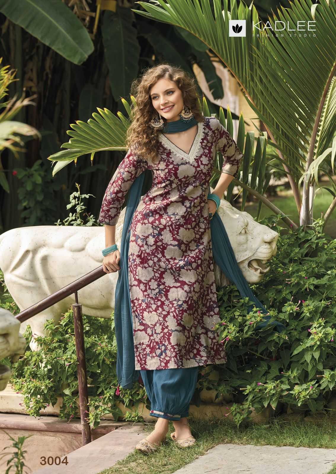 kadlee launch blossom fancy handwork kurti with afgani pant and dupatta catalog