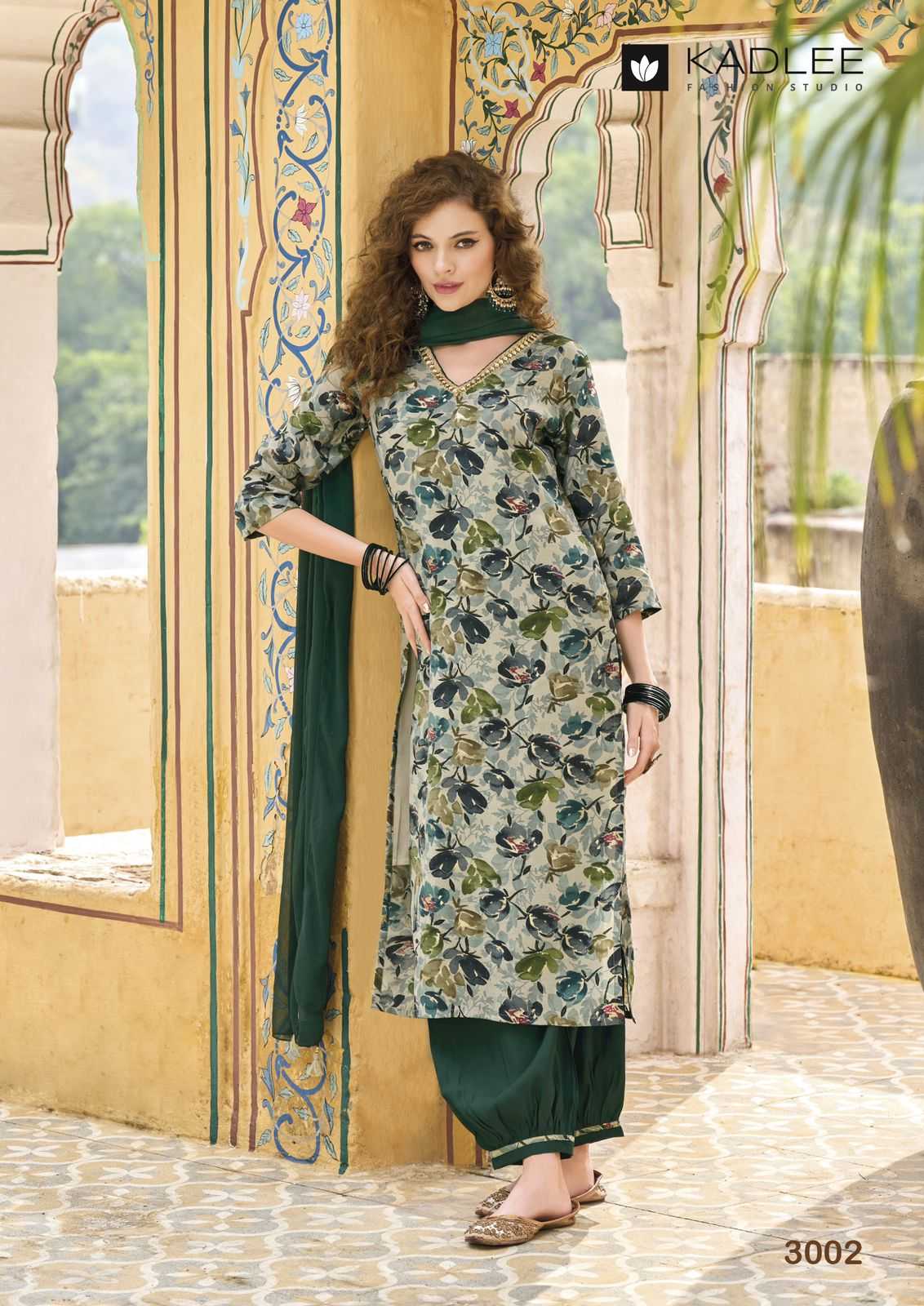 kadlee launch blossom fancy handwork kurti with afgani pant and dupatta catalog