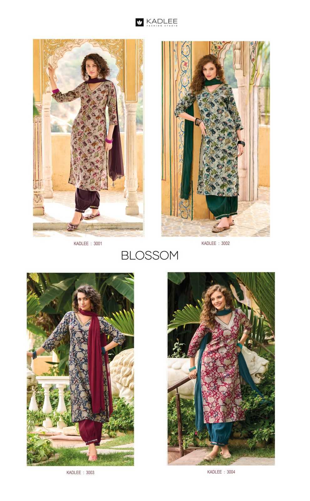 kadlee launch blossom fancy handwork kurti with afgani pant and dupatta catalog