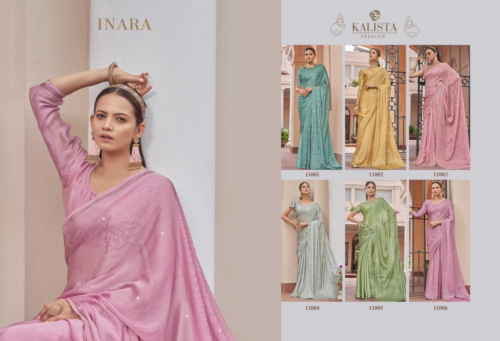 kalista fashion inara designer party wear swarovski work sarees