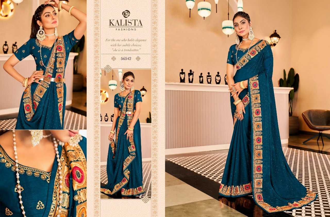 kalista fashion khwaish gold edition designer swarovski saree with fancy blouse