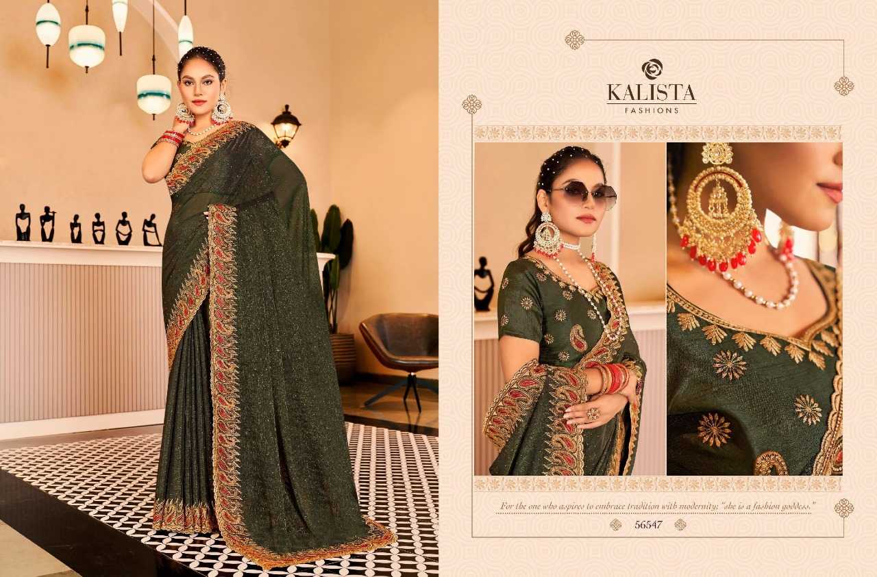 kalista fashion khwaish gold edition designer swarovski saree with fancy blouse