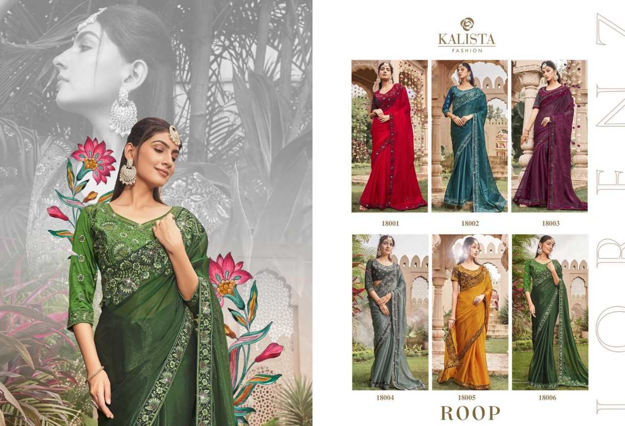 kalista fashion roop festive wear designer swarovski work sarees