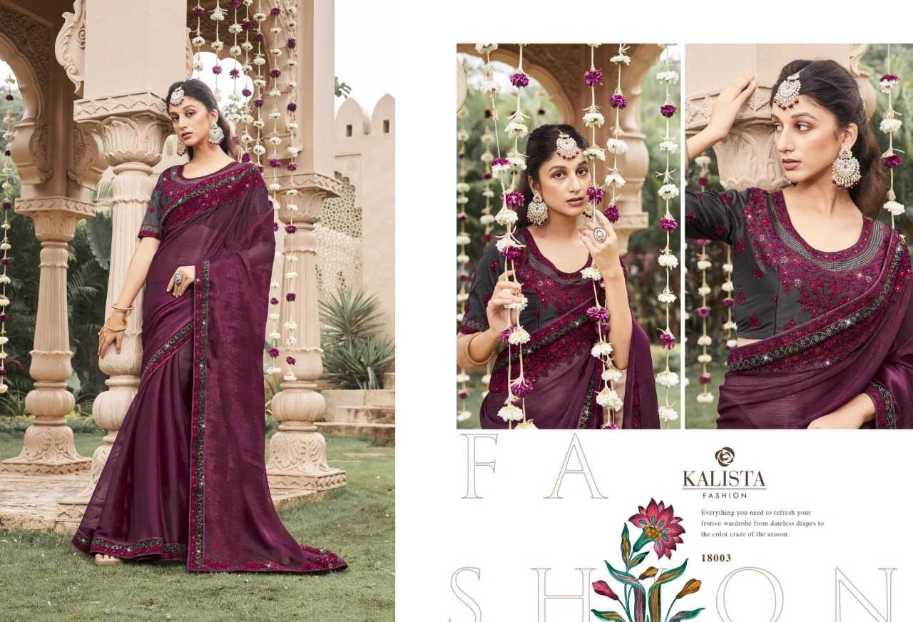 kalista fashion roop festive wear designer swarovski work sarees