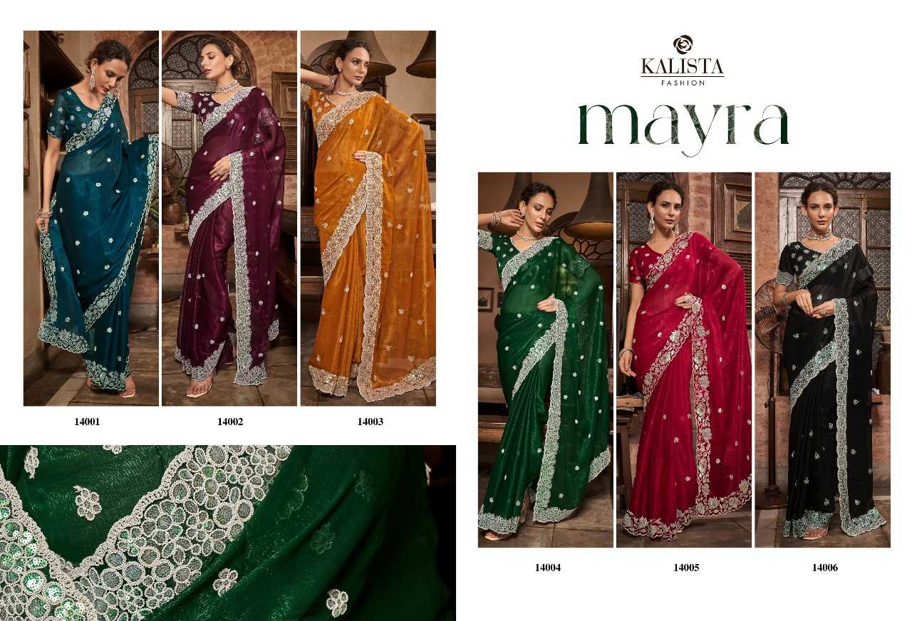 kalista fashions mayra designer cutwork border with fancy blouse chiffon sarees