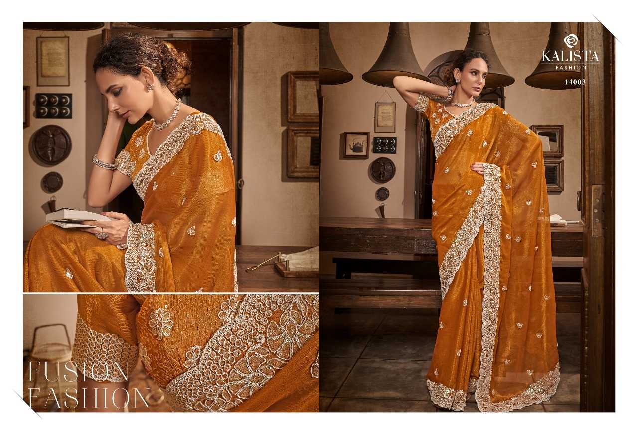 kalista fashions mayra designer cutwork border with fancy blouse chiffon sarees