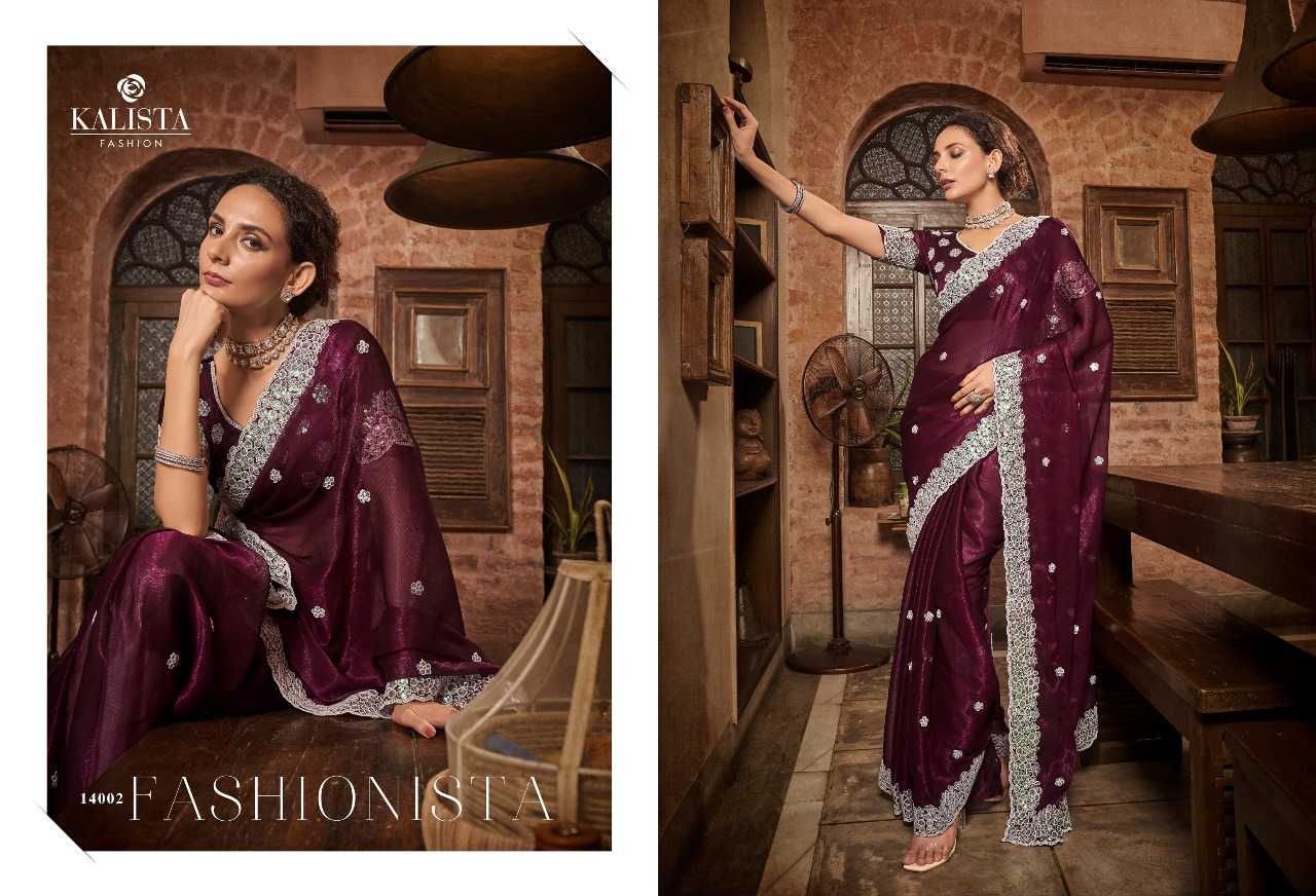 kalista fashions mayra designer cutwork border with fancy blouse chiffon sarees