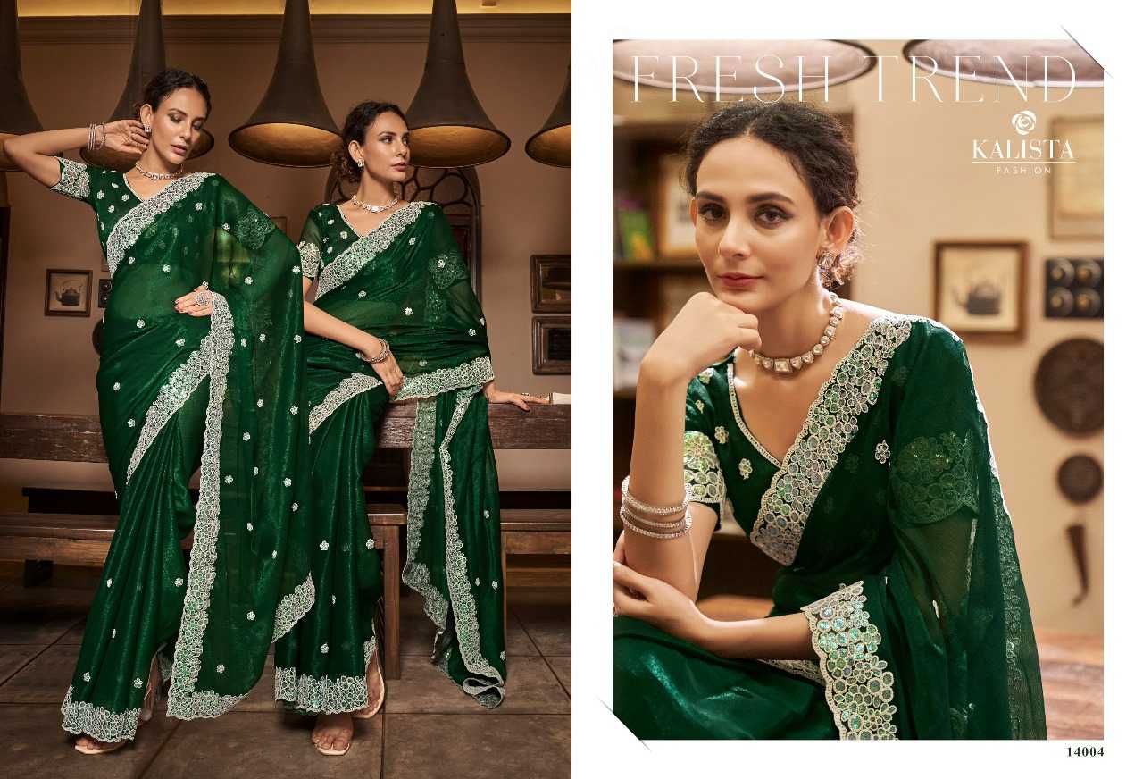 kalista fashions mayra designer cutwork border with fancy blouse chiffon sarees