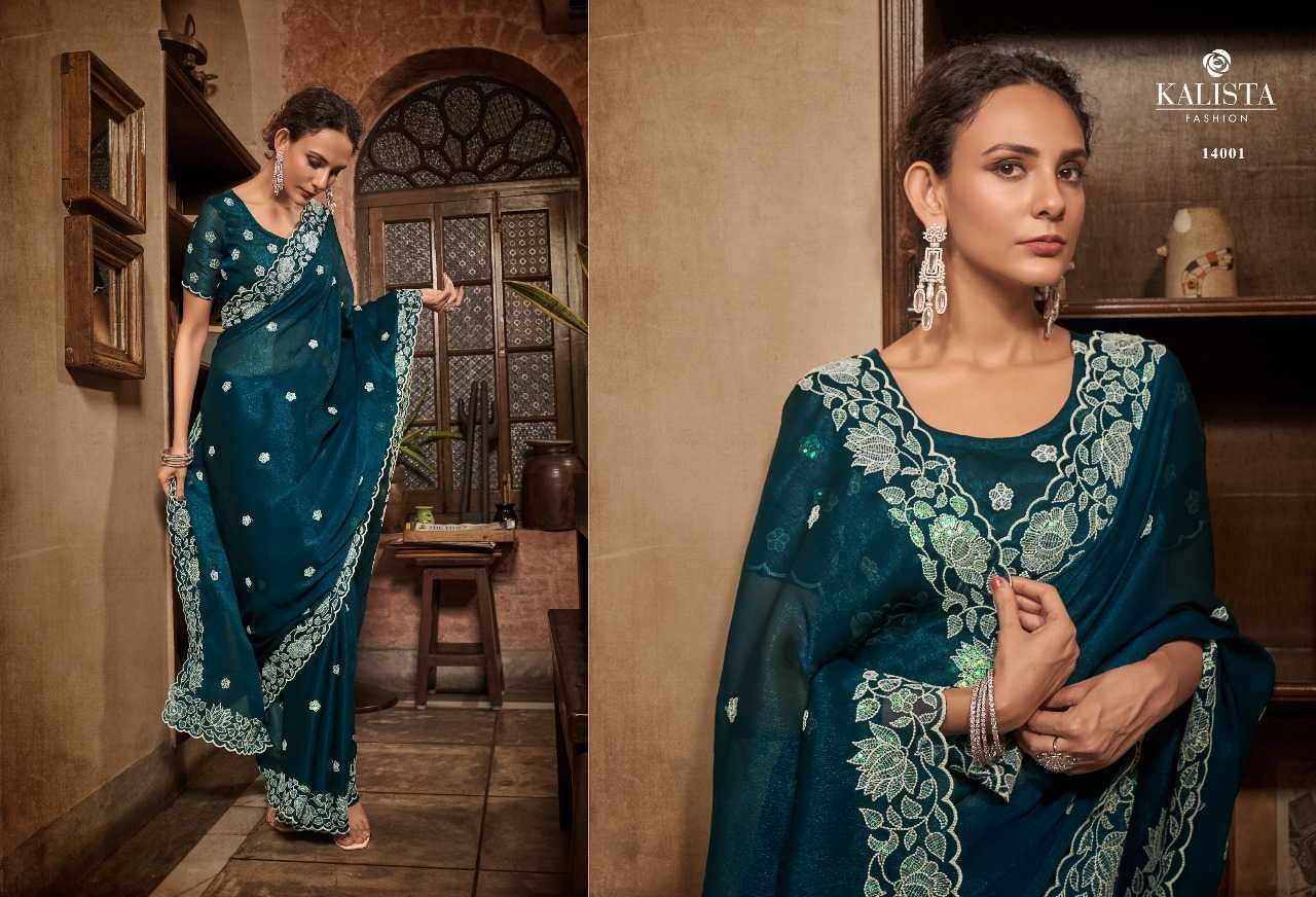 kalista fashions mayra designer cutwork border with fancy blouse chiffon sarees