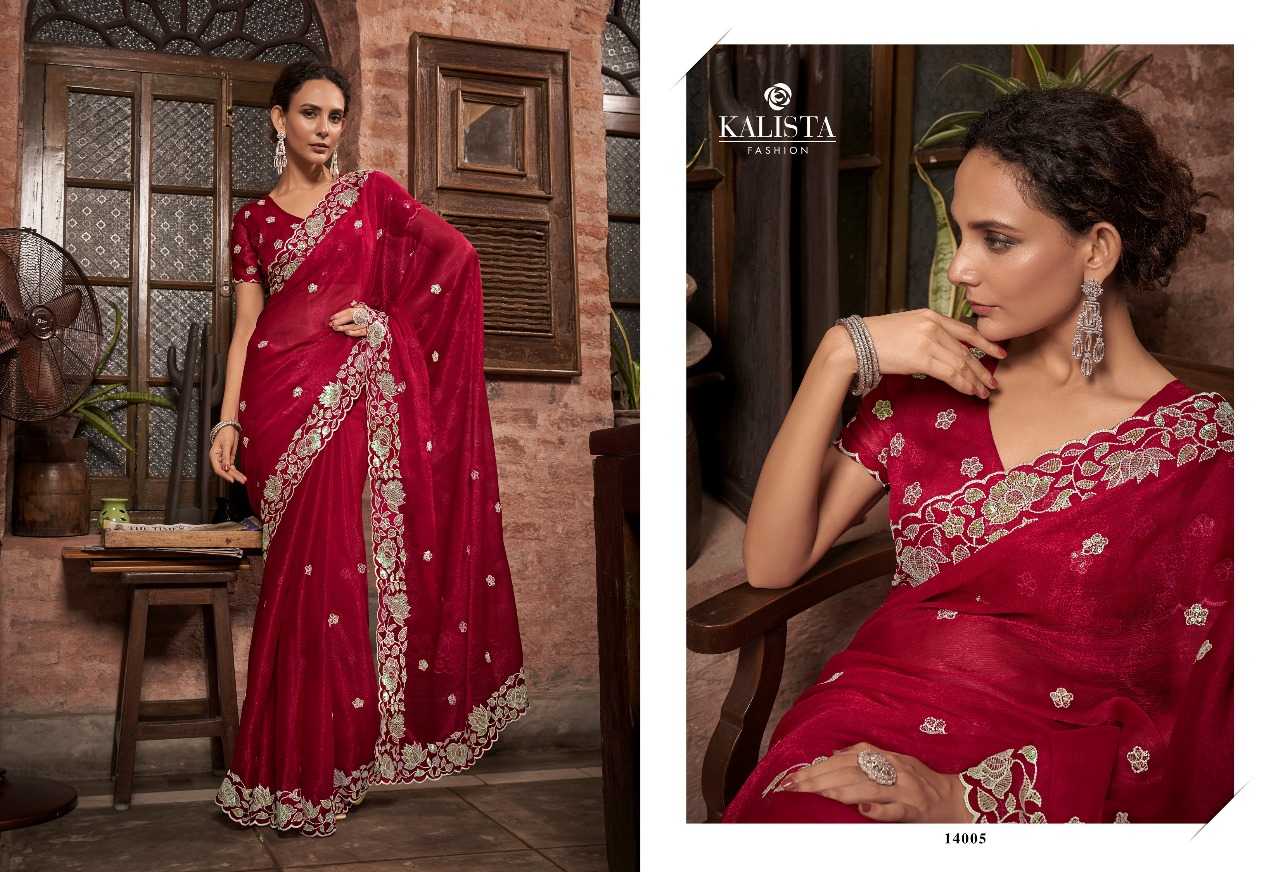 kalista fashions mayra designer cutwork border with fancy blouse chiffon sarees
