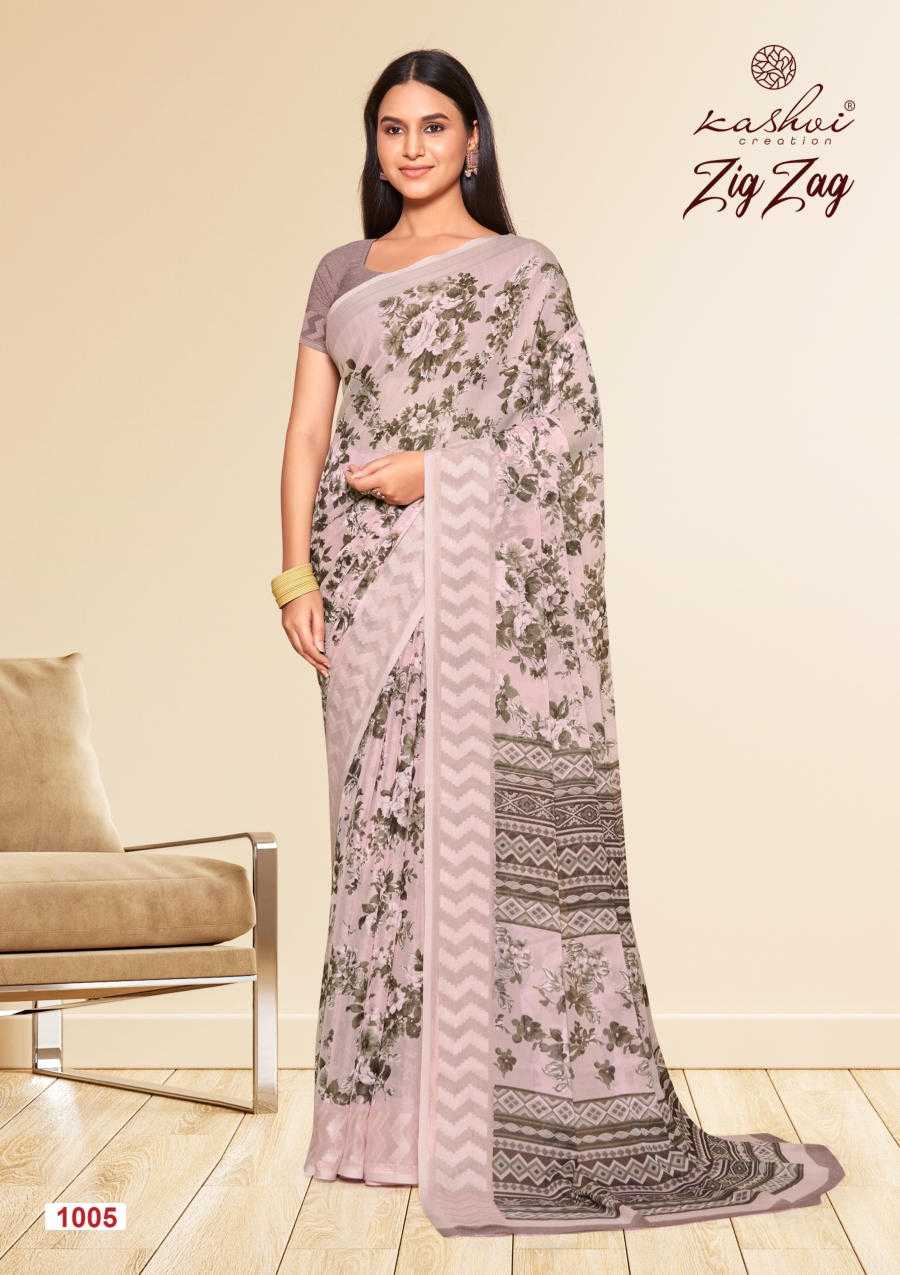 kashvi creation zig zag amazing fancy viscose border sarees catalog