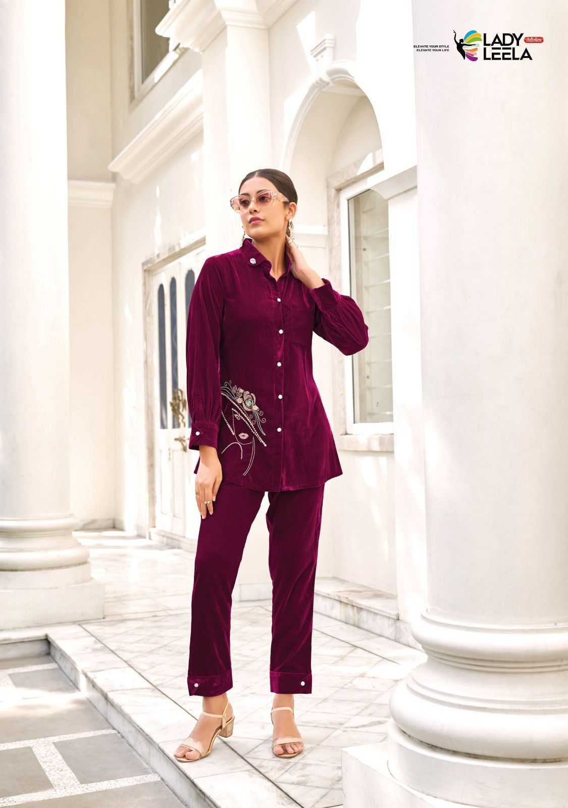 lady leela marbles vol 2 readymade velvet winter designer cord set