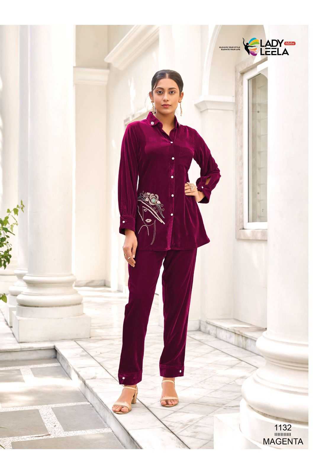 lady leela marbles vol 2 readymade velvet winter designer cord set