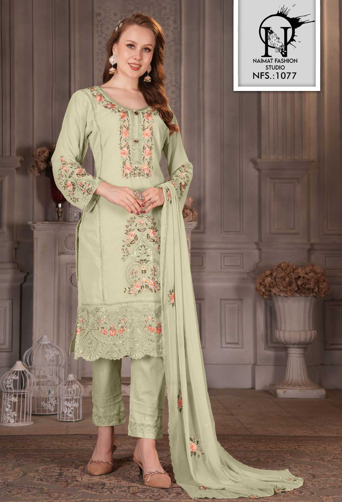 naimat 1077 pakistani readymade kurti bottom dupatta with embroidery work catalog