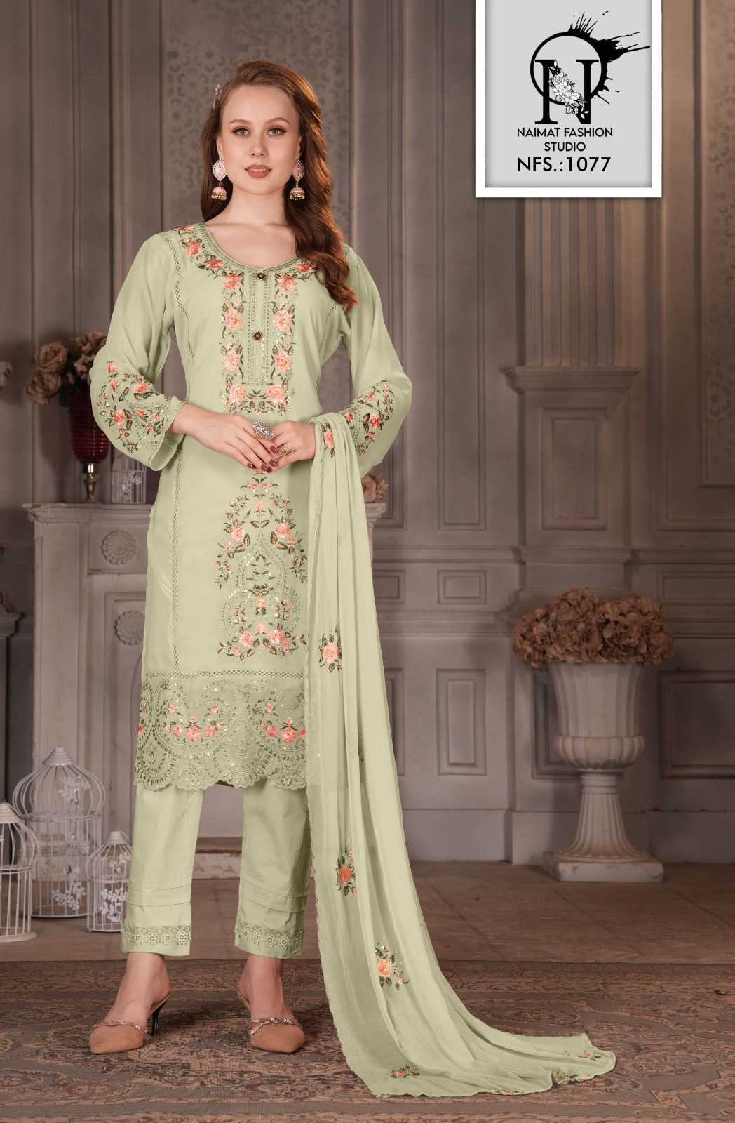 naimat 1077 pakistani readymade kurti bottom dupatta with embroidery work catalog