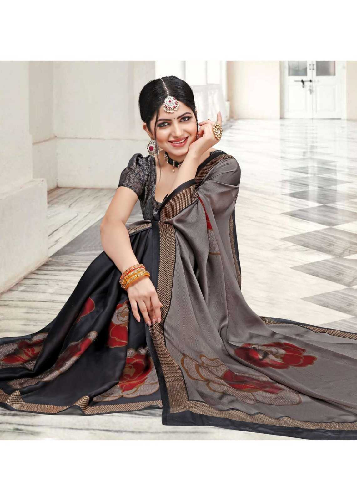 popcorn vol 28 by sanjana designer moss chiffon zari print sarees