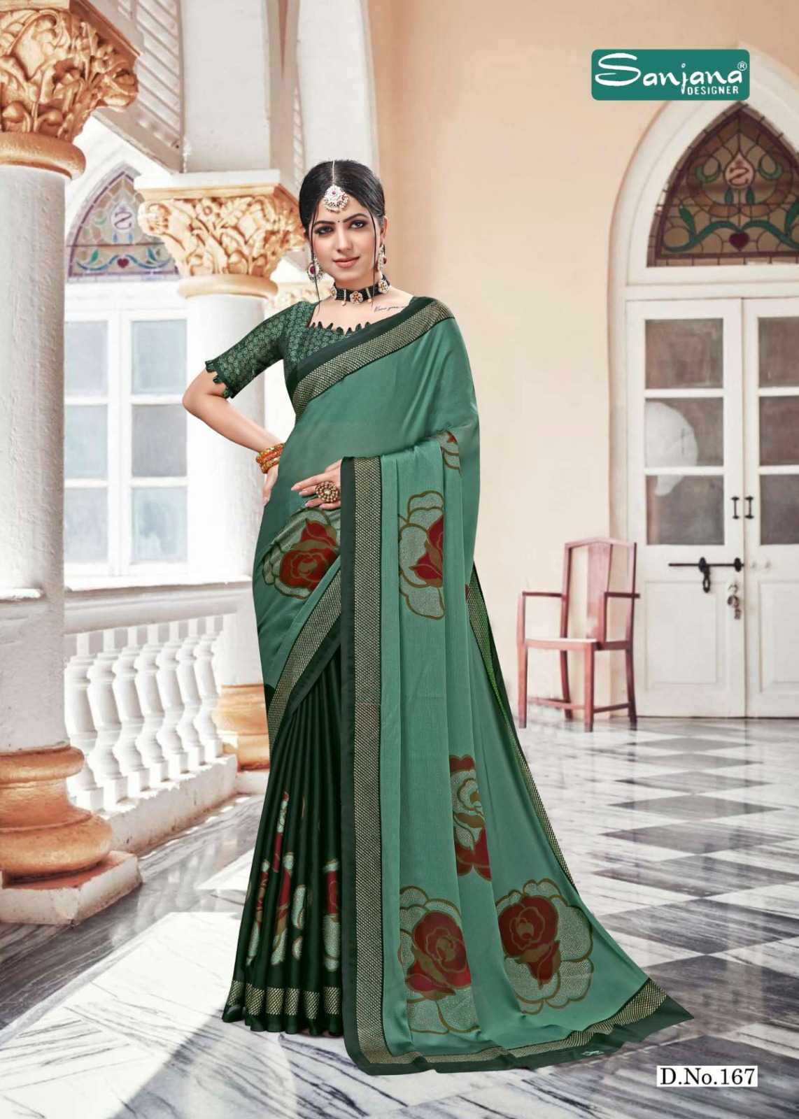 popcorn vol 28 by sanjana designer moss chiffon zari print sarees