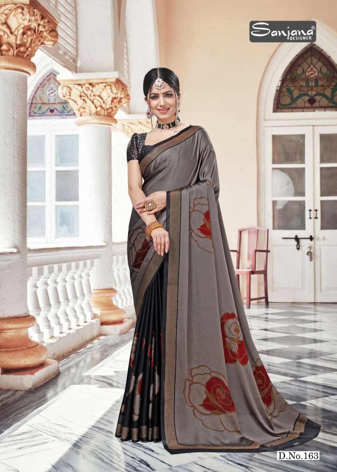 popcorn vol 28 by sanjana designer moss chiffon zari print sarees