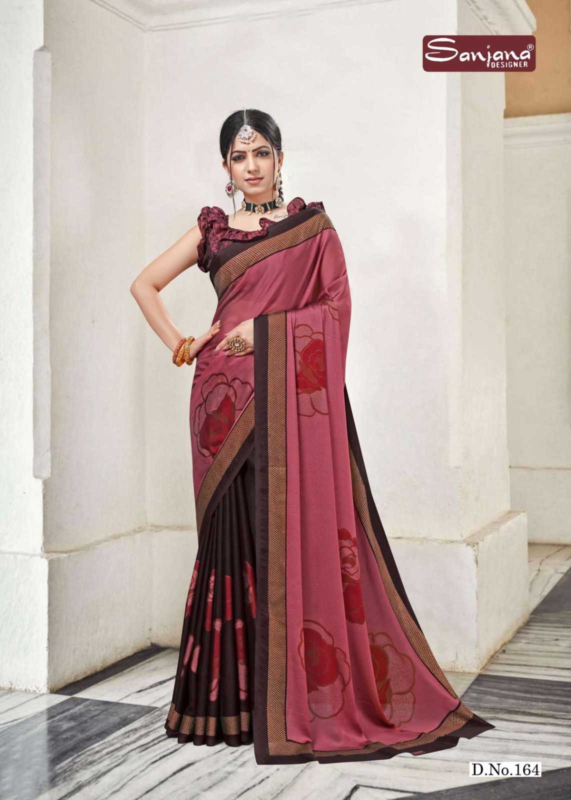 popcorn vol 28 by sanjana designer moss chiffon zari print sarees