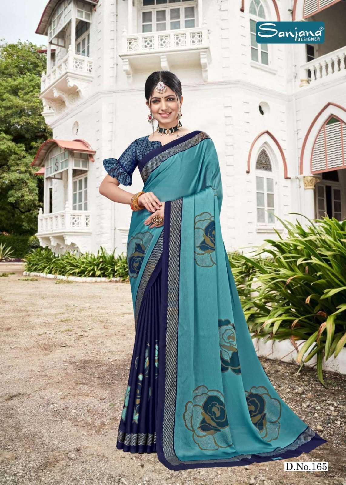 popcorn vol 28 by sanjana designer moss chiffon zari print sarees