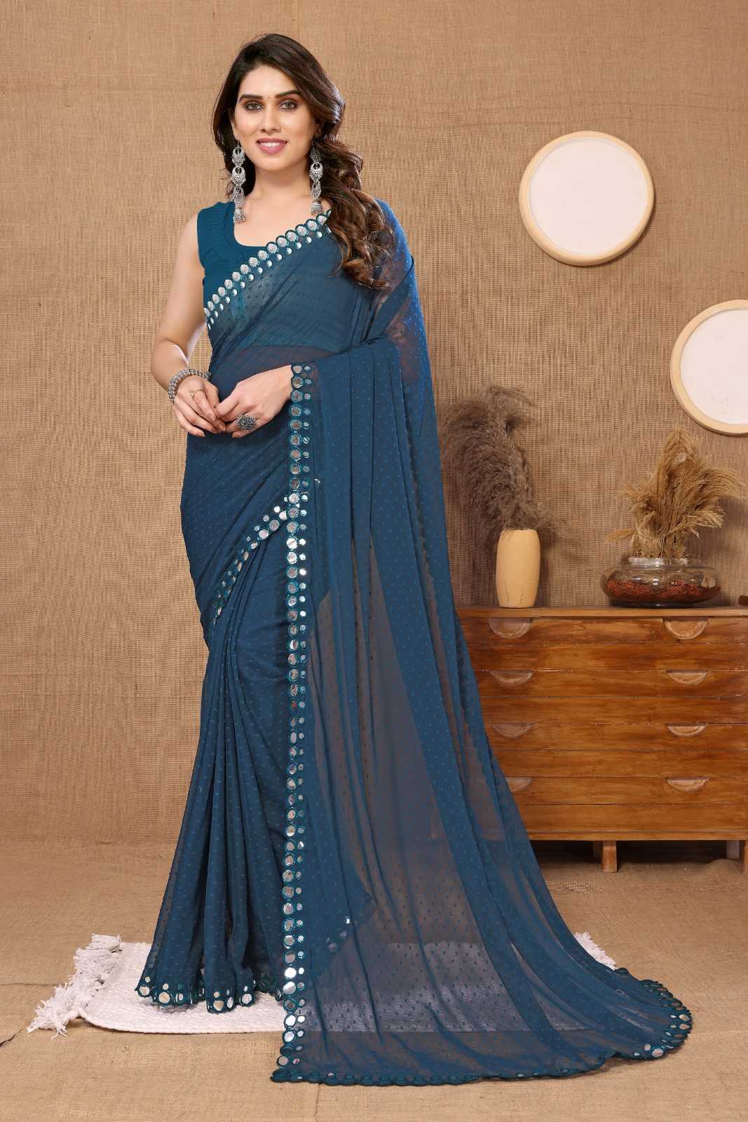 pr butti mirror sarees fancy catalog