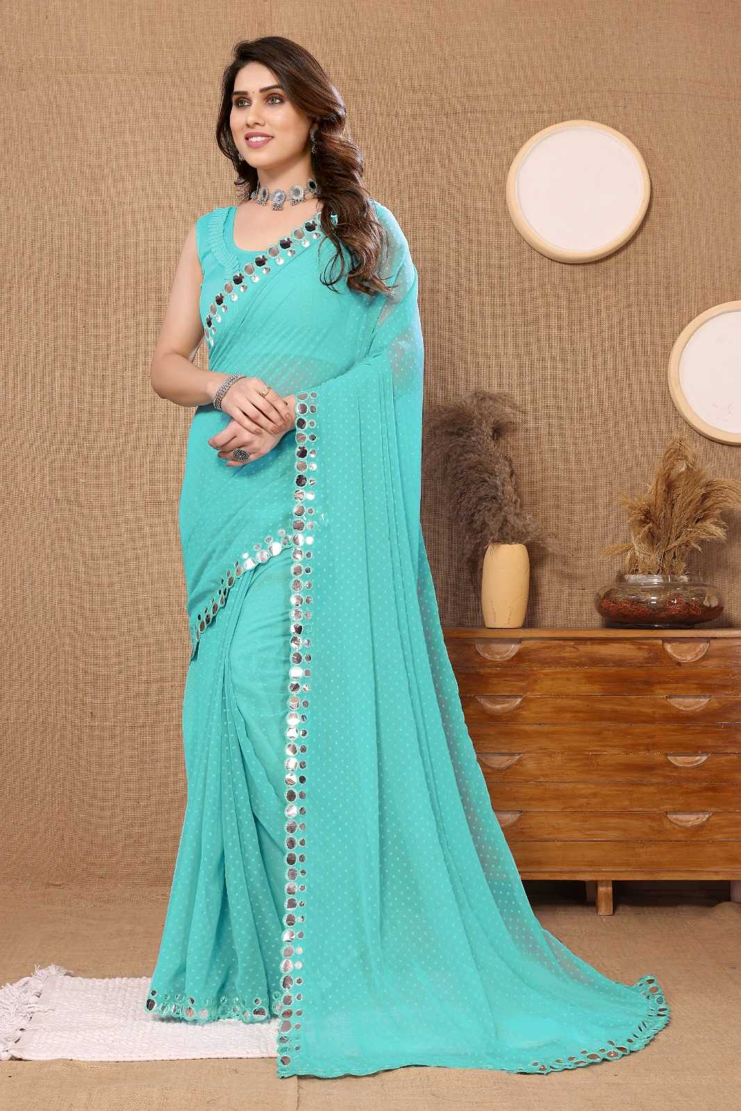 pr butti mirror sarees fancy catalog