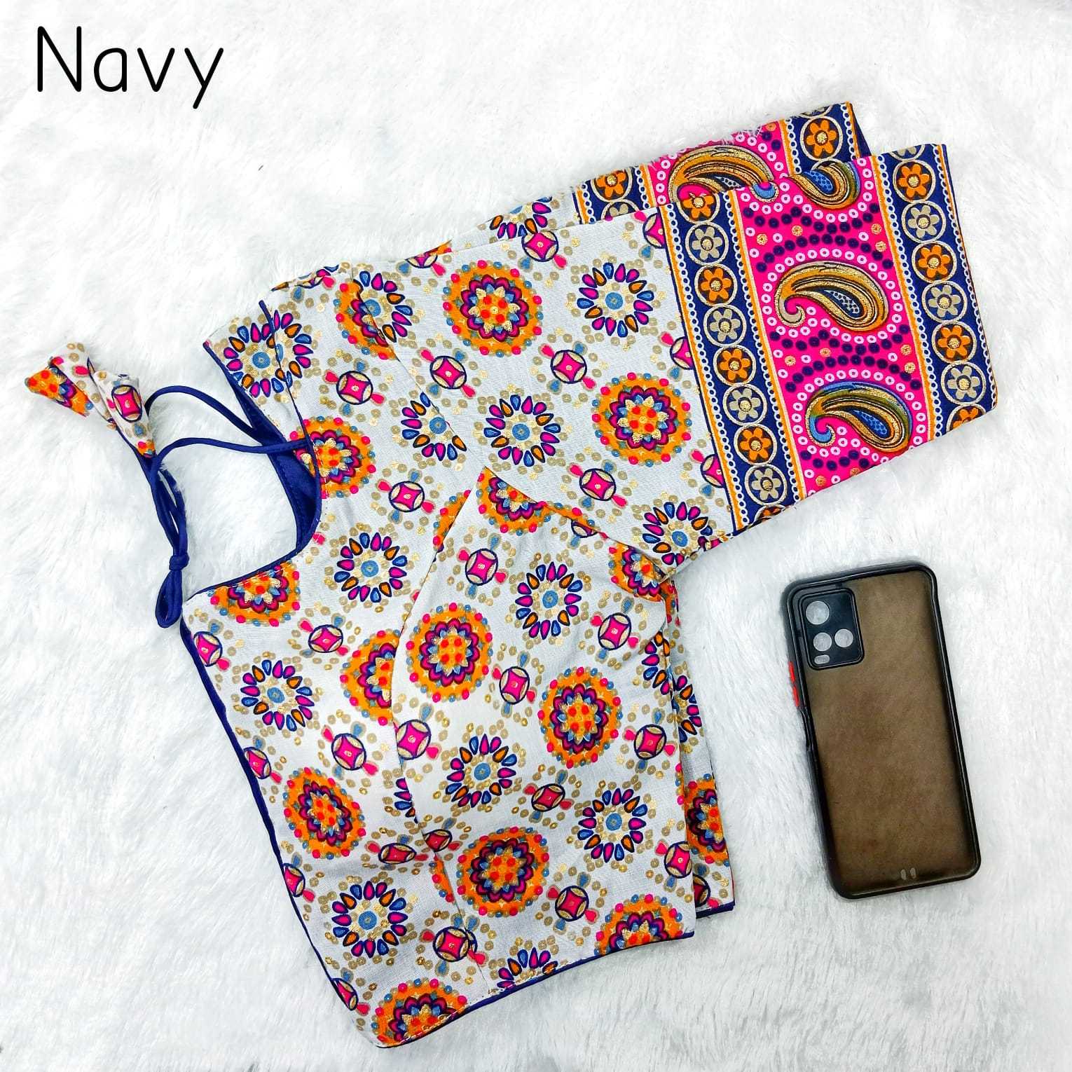 pr capsule patta multy color print with foil readymade blouse