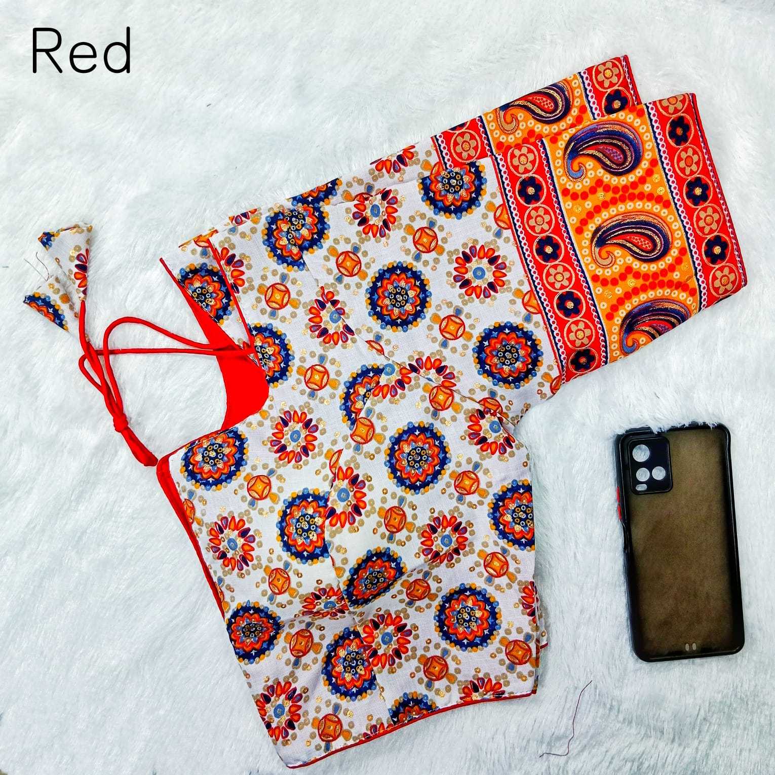 pr capsule patta multy color print with foil readymade blouse