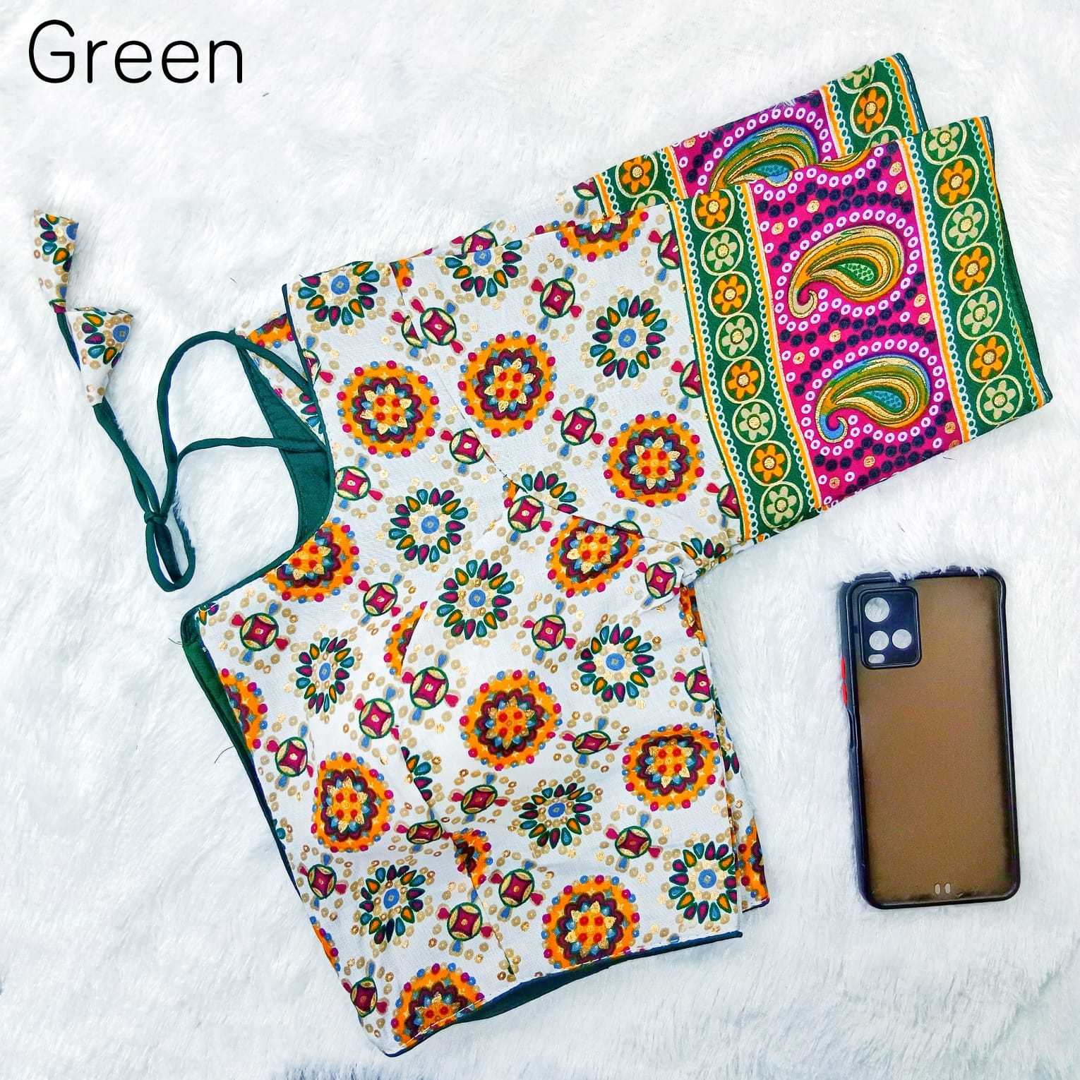 pr capsule patta multy color print with foil readymade blouse