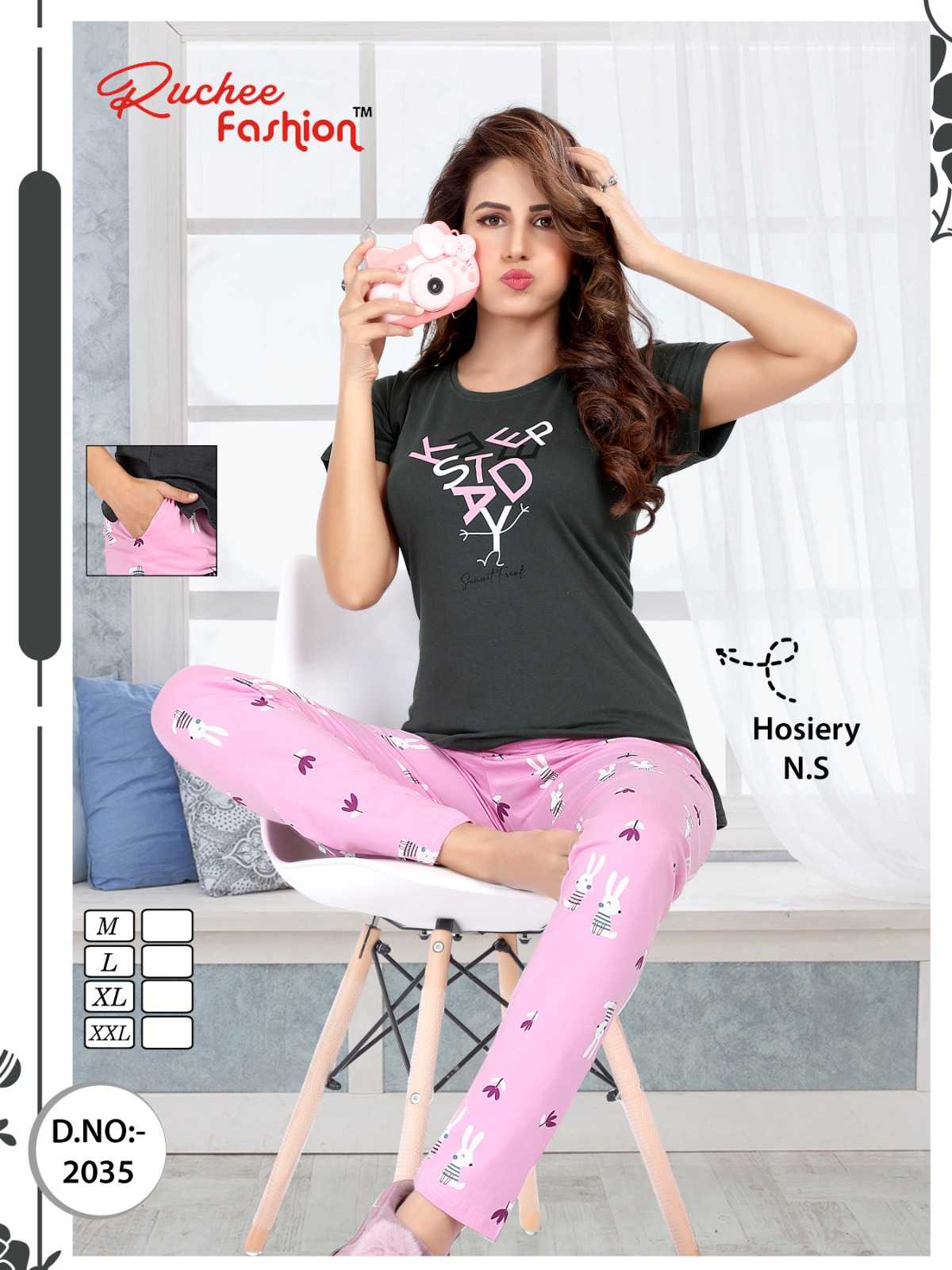 ruchee fashion vol 6001 comfortable shinker hosiery night suit catalog