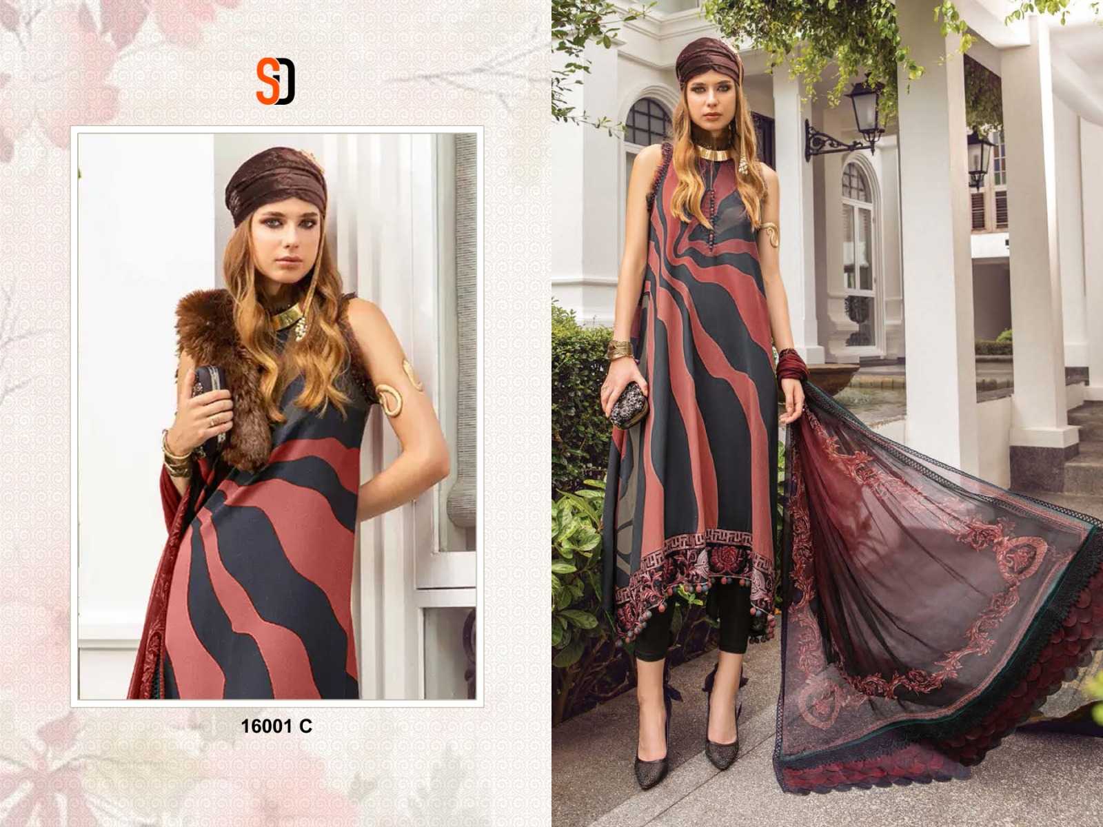 shraddha designer m print colors vol 16 fancy work unstitch salwar suit collection