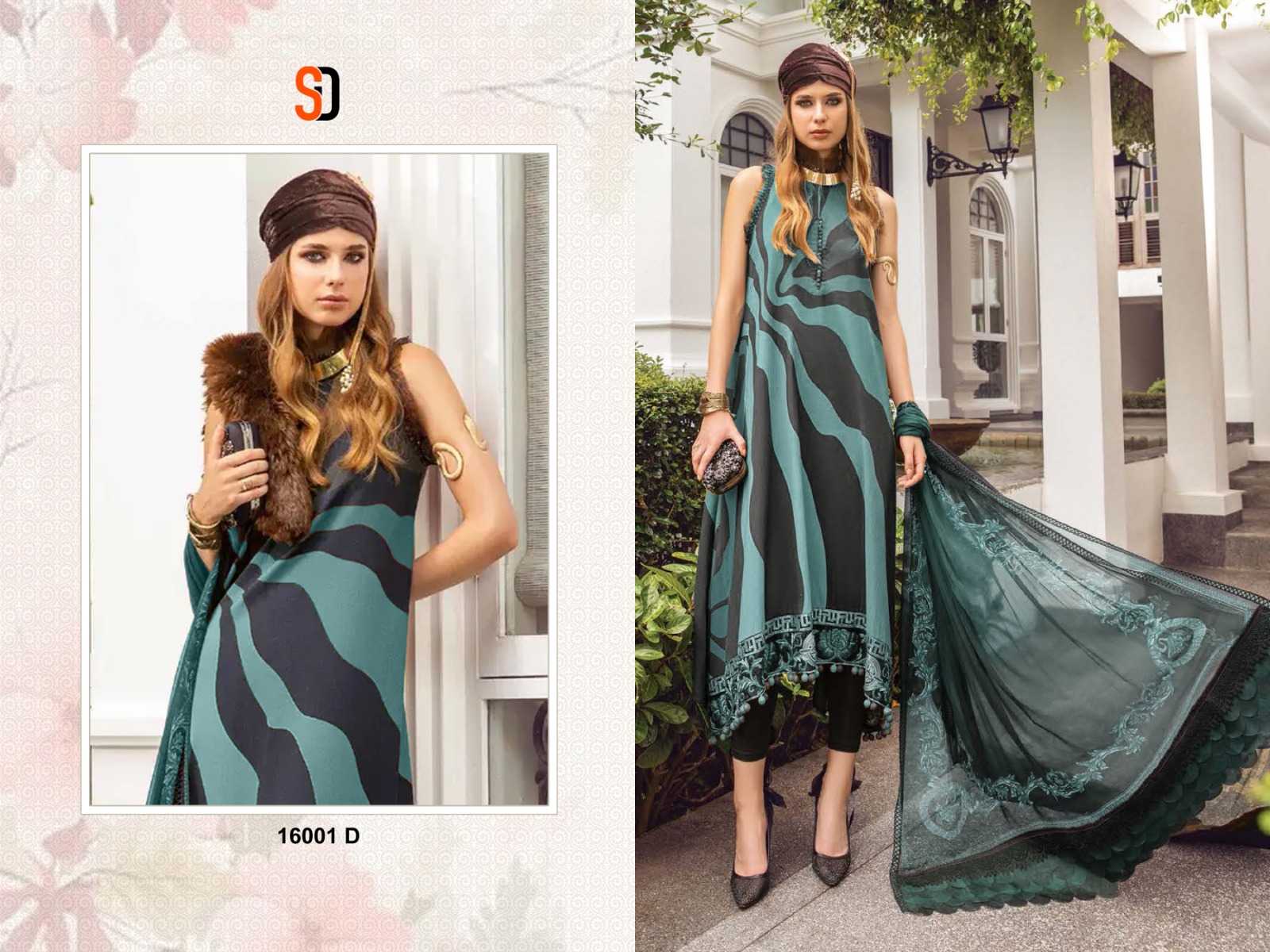 shraddha designer m print colors vol 16 fancy work unstitch salwar suit collection