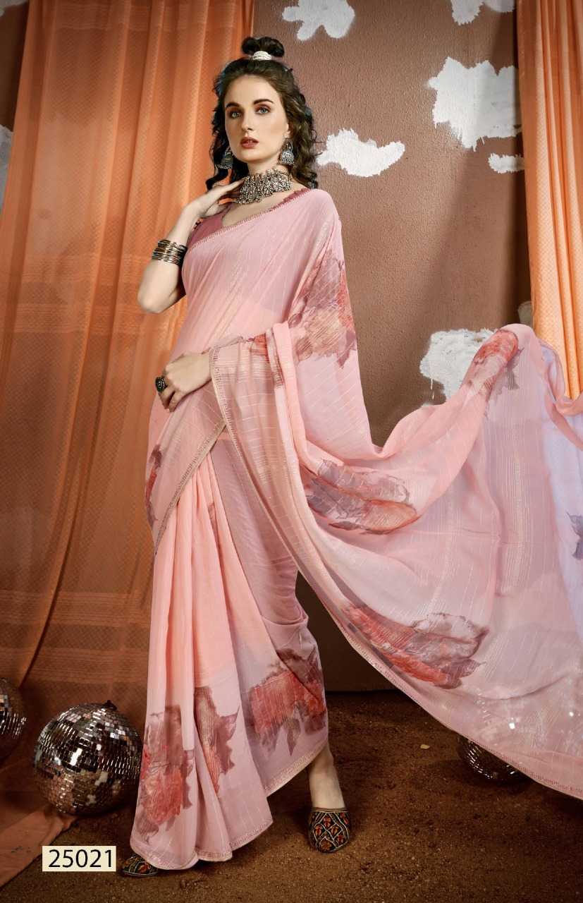 vallabhi prints ranjini beautiful georgette saree with stitched blouse catalog